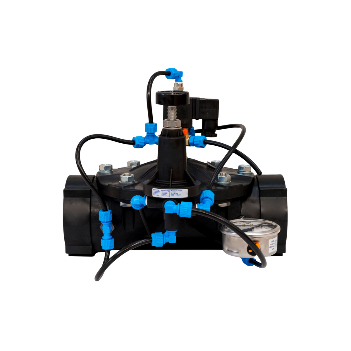 Válvula 24V Reductora con Sagiv y Tomas Manométricas HTV - VALV 24V NYLON 1 1/2" 3V CON PILOTO - SAGIV - TOMA MAN - HTV