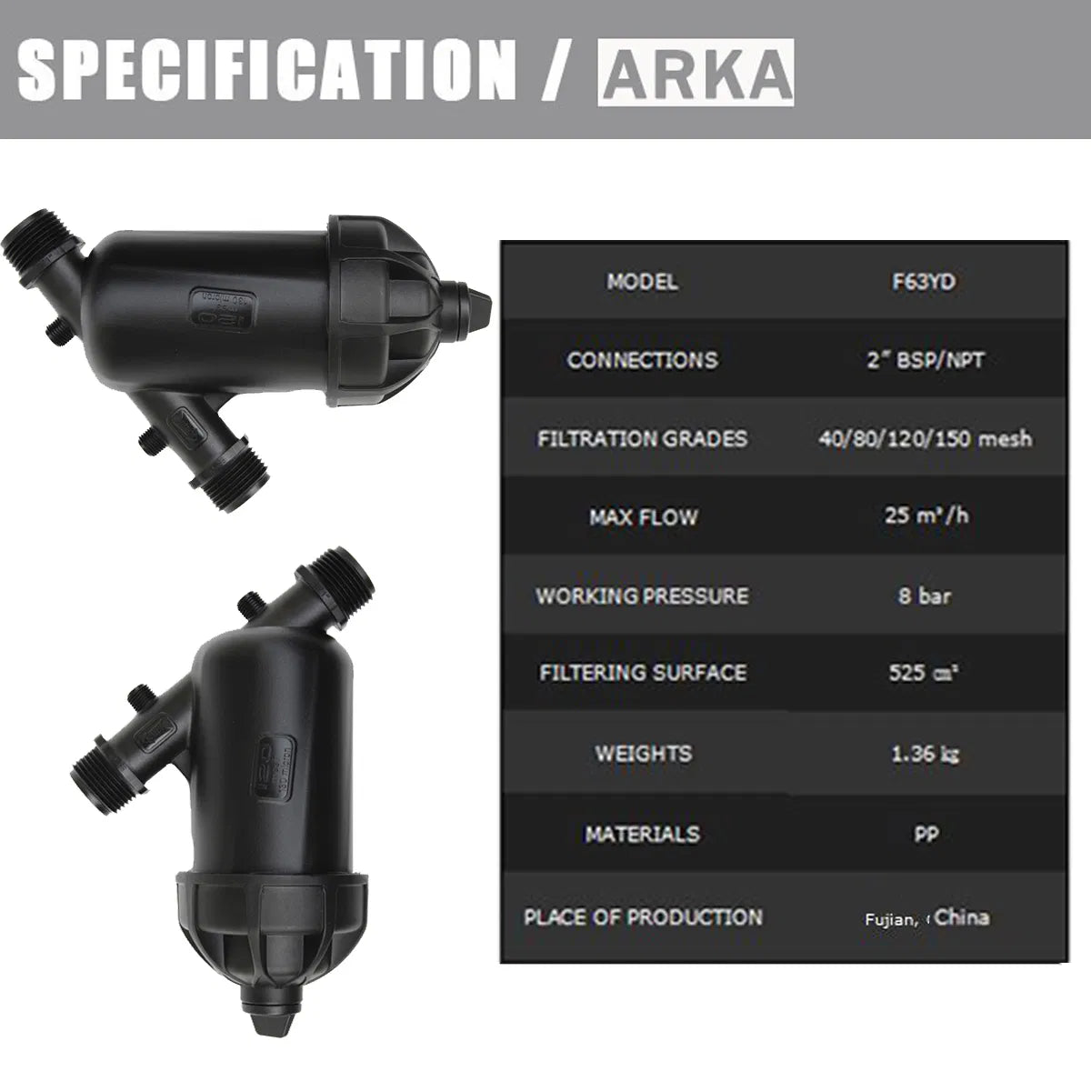 Filtro de riego ARKA 150 mesh 2" 2"