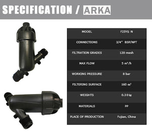 Filtro de malla ARKA tipo Y manual para riego por goteo 3/4" imagen 2