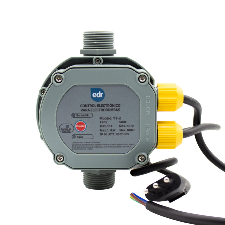 Control Bomba YT-2 Auto 1" Amarillo con Cable y Enchufe - YT-2 1" CON CABLE Y ENCHUFE (1.1 KW)