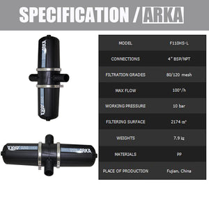 Filtro de malla ARKA tipo H para riego por goteo 120 mesh 4" imagen 5